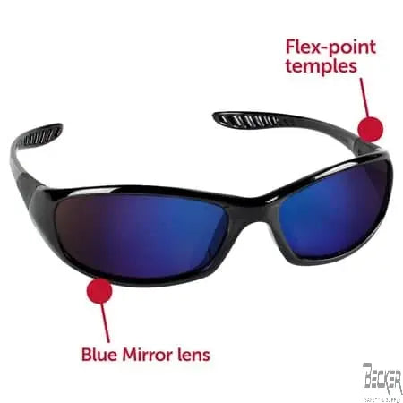 Kimberly Clark - V40 Hellraiser Safety Glass - Black Frame - Blue Mirror Lens - Becker Safety and Supply