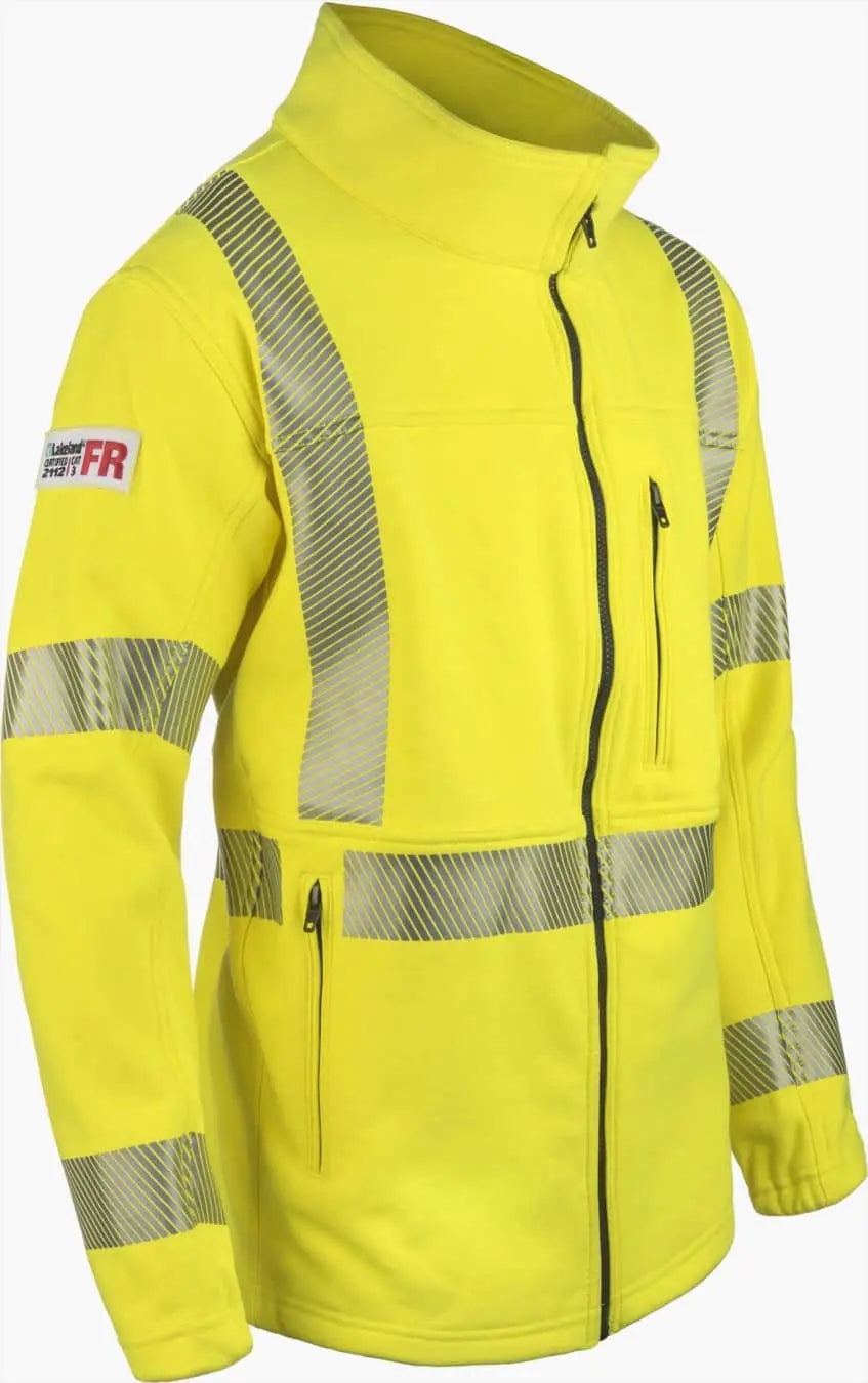 LAKELAND - Zip front jacket. Dual Certified, NFPA 70E, 2112 certified, Hi-Vis yellow 2" seg trim - Becker Safety and Supply