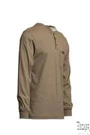 LAPCO - 7oz FR Henley Tees, 100% Cotton Jersey Knit, Khaki - Becker Safety and Supply