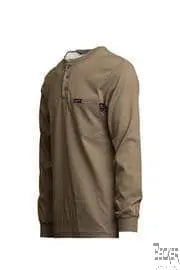 LAPCO - 7oz FR Henley Tees, 100% Cotton Jersey Knit, Khaki - Becker Safety and Supply