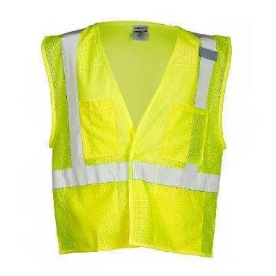 M.L Kishigo - 4 Pocket Hook & Loop Mesh Vest - Lime - Becker Safety and Supply