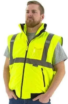 MAJESTIC - 8-in-1 Waterproof Bomber Jacket ANSI 3 - YELLOW - Becker Safety and Supply