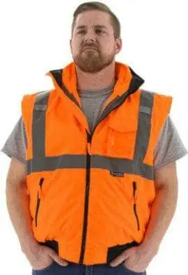 MAJESTIC - 8-in-1 Waterproof Bomber Jacket Hi Viz ORANGE - Becker Safety and Supply