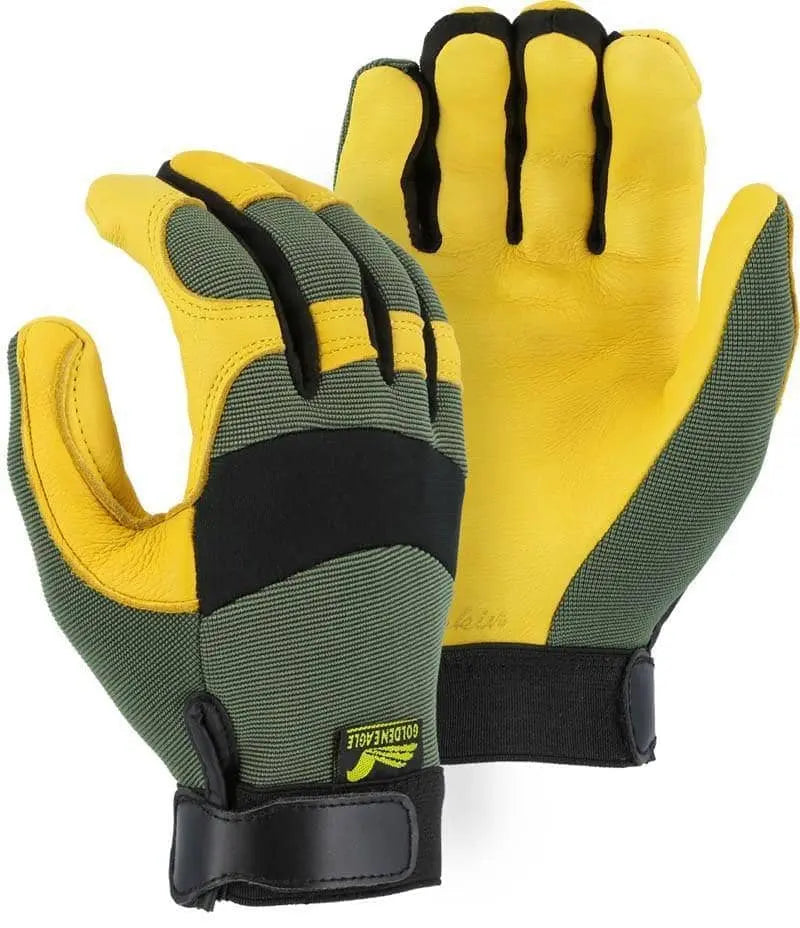 MAJESTIC - Golden Eagle Mechanics Glove with Deerskin Palm and Knit Back, Gray - - Becker Safety and Supply