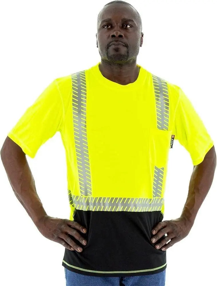 MAJESTIC - High Visibility Snag Resistant Short Sleeve Shirt With Reflective Chainsaw Striping - Becker Safety and Supply