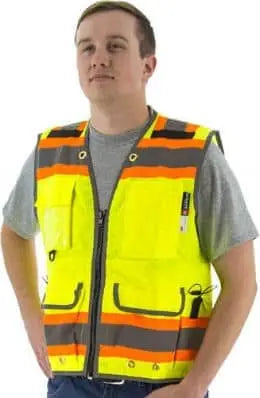 MAJESTIC - NON FR ANSI CLASS 2 Surveyors Vest - YELLOW - Becker Safety and Supply