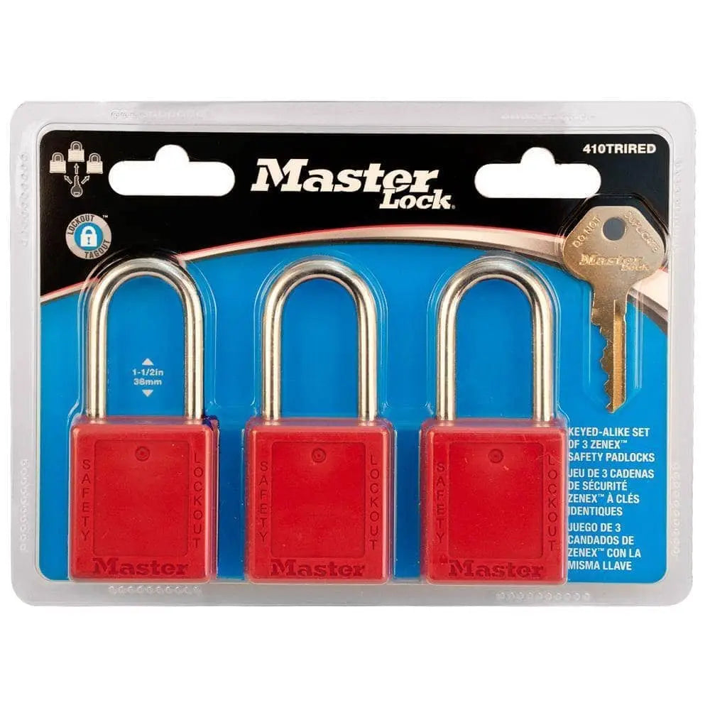 MASTER LOCK - Set of 3 - Zenex Safety Padlocks - Keyed Alike - Becker Safety and Supply