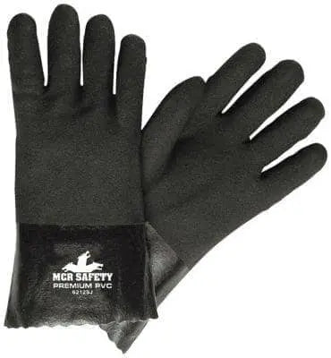 MCR SAFETY - Double Dip Sandy Black PVC 12" Premium Jersey Lined Gauntlet Cuff ActiFresh - Becker Safety and Supply