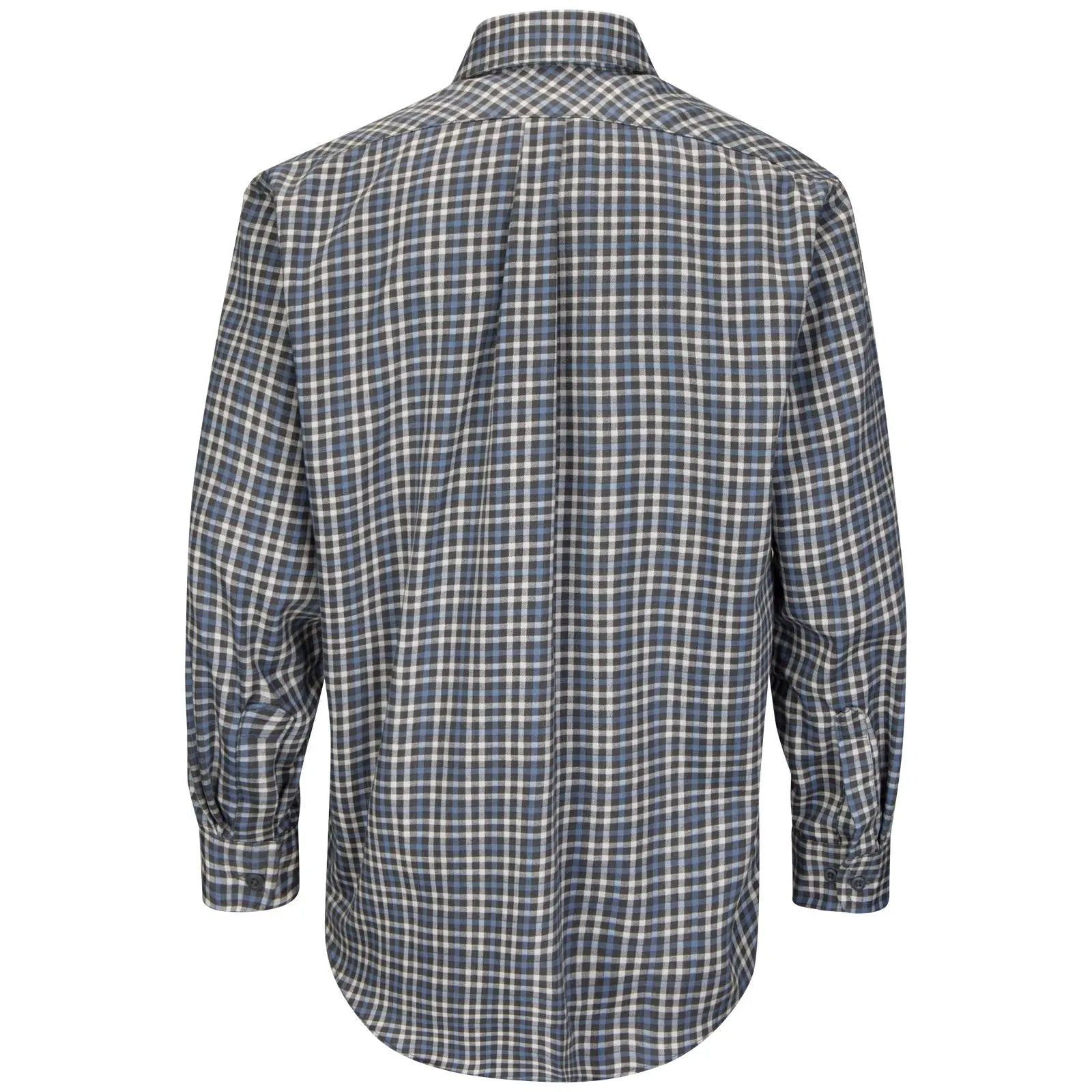 BULWARK - Men's Lightweight FR Plaid Uniform Shirt, Khaki/Navy - Becker Safety and Supply