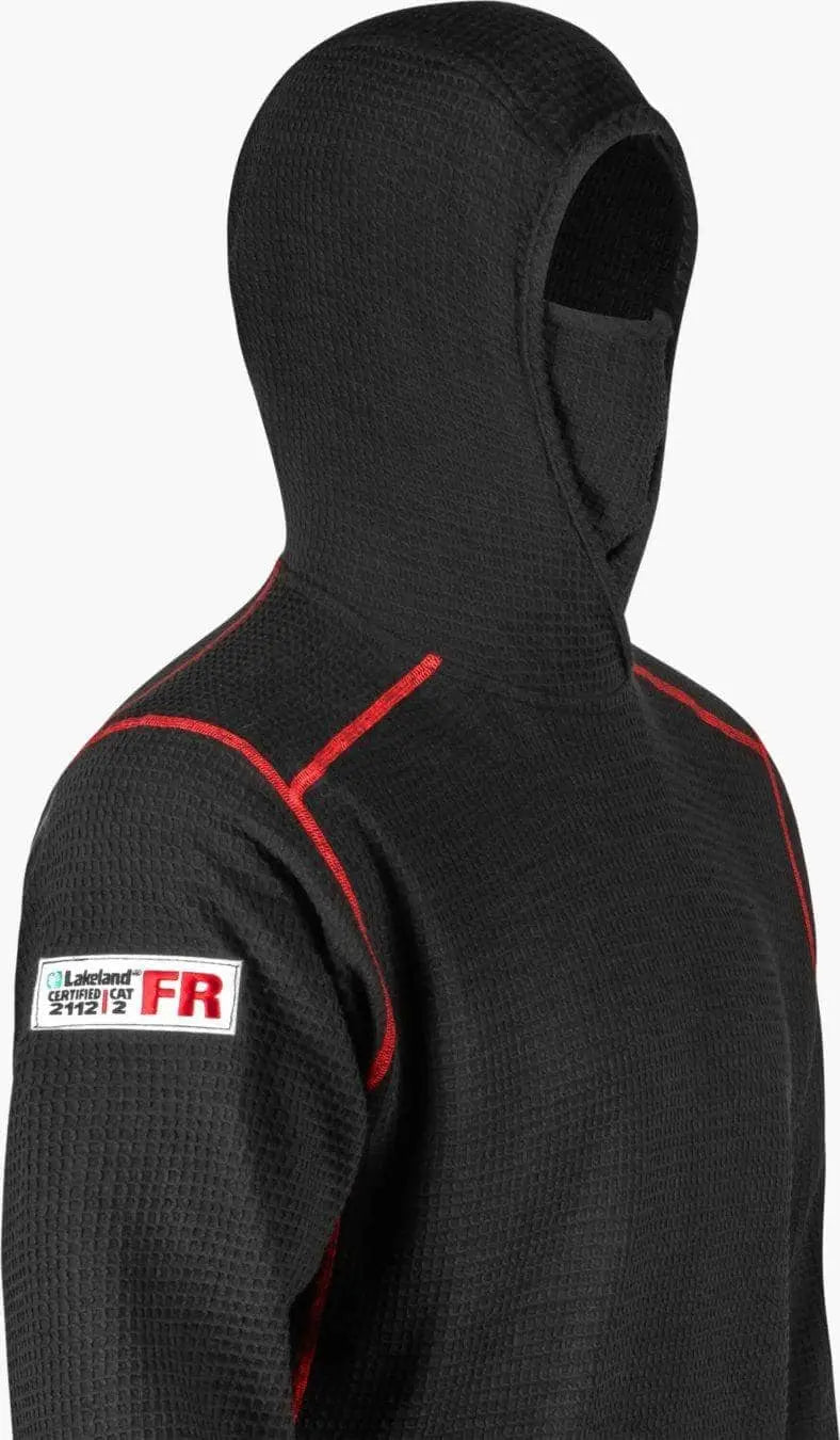 LAKELAND FR - Men's High Performance FR Waffle Hoodie w/ Neck Gaiter, Black - Becker Safety and Supply