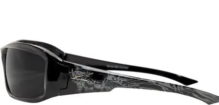 EDGE - Brazeau Skull ‚Äî Black & Gray Winged Skull Frame / Polarized Smoke Lens - Becker Safety and Supply