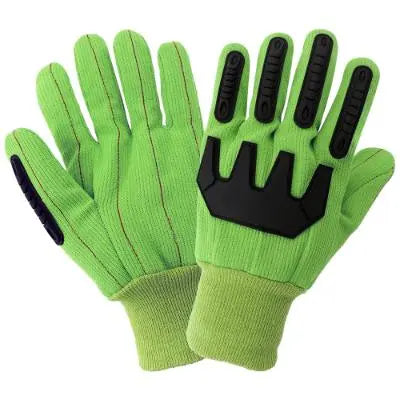 GLOBAL GLOVE - GREEN Cotton/Poly IMPACT - one size - Becker Safety and Supply