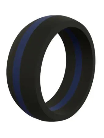 QALO - Men's Thin Blue Line Ring, Thin Blue Line Pinstripe - Becker Safety and Supply