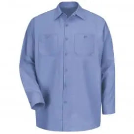 RED KAP - Long Sleeve Industrial Work Shirt, Light Blue - Becker Safety and Supply