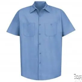 RED KAP - Short Sleeve Industrial Work Shirt, Light Blue - Becker Safety and Supply