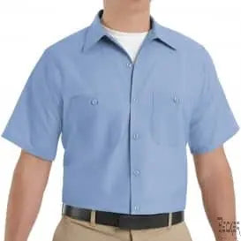 RED KAP - Short Sleeve Industrial Work Shirt, Light Blue - Becker Safety and Supply