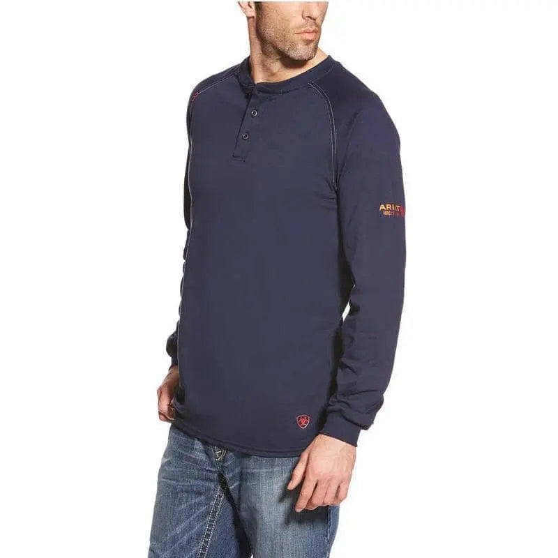 ARIAT - FR L/S Work Henley - Navy - Becker Safety and Supply