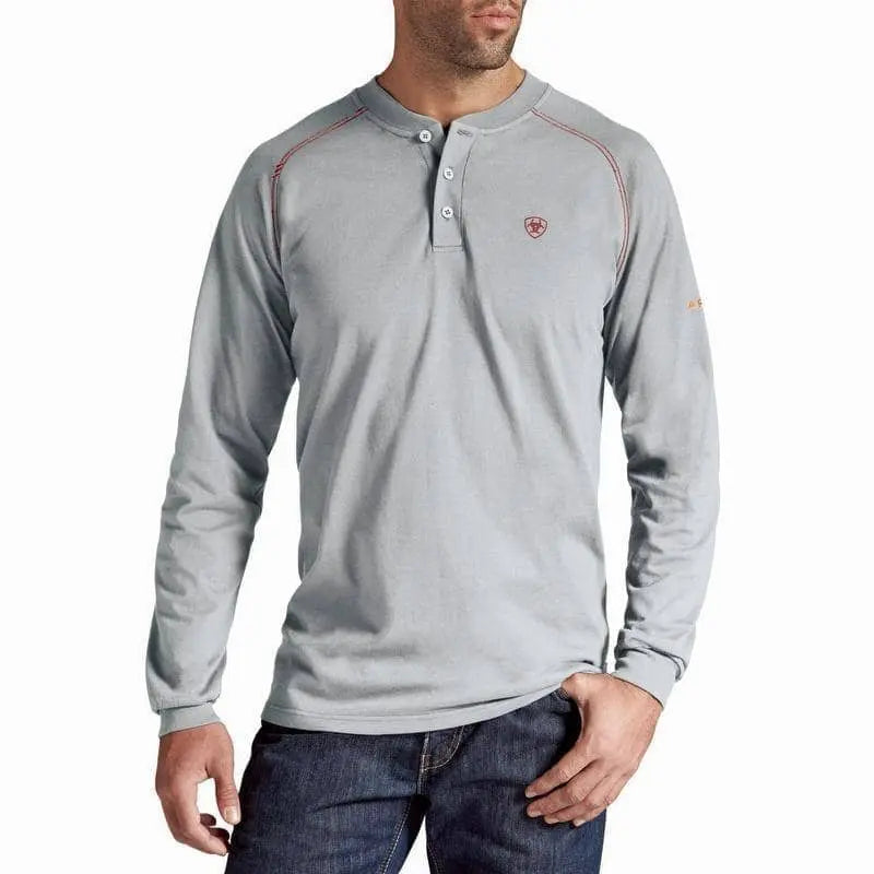 ARIAT - FR L/S Work Henley - Silver Fox - Becker Safety and Supply