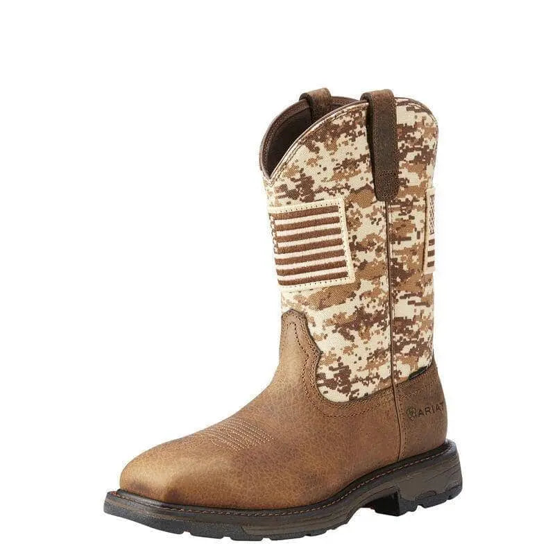 ARIAT - WorkHog Patriot Steel Toe Work Boot, Earth/Sand Camo - Becker Safety and Supply