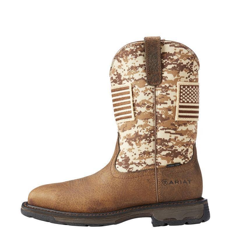 ARIAT - WorkHog Patriot Steel Toe Work Boot, Earth/Sand Camo - Becker Safety and Supply