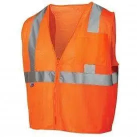 PYRAMEX - Non-FR Class 2 Vest - Orange Mesh w/Silver Reflective Tape - XL - Becker Safety and Supply