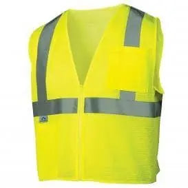 PYRAMEX - Non-FR Class 2 Vest - Lime Mesh w/Silver Reflective Tape - XL - Becker Safety and Supply