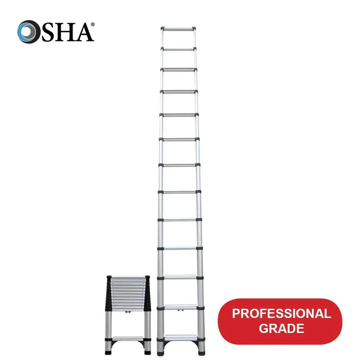 TELESTEPS - 16' Reach Professional Wide Step Telescoping Extension Ladder - Becker Safety and Supply