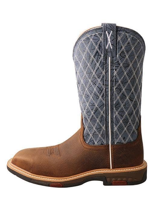 TWISTED X - Womens 11"‚ Nano Toe Western Work Boot, Brown & Blue - Becker Safety and Supply