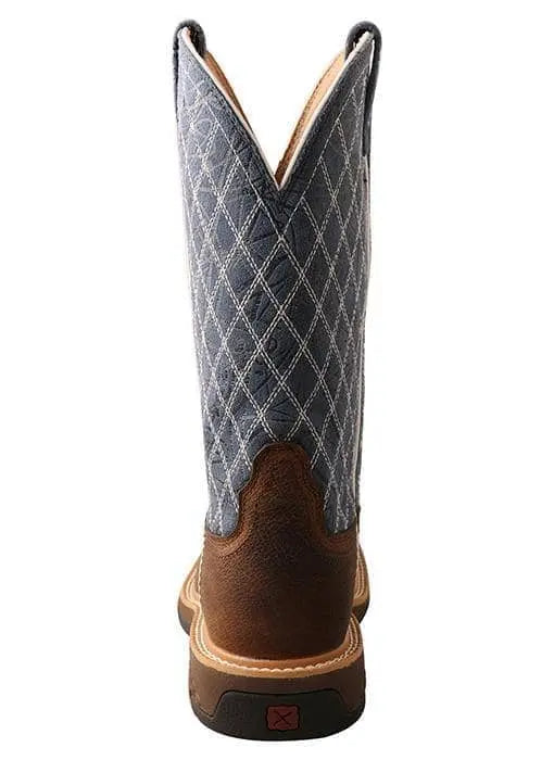 TWISTED X - Womens 11"‚ Nano Toe Western Work Boot, Brown & Blue - Becker Safety and Supply