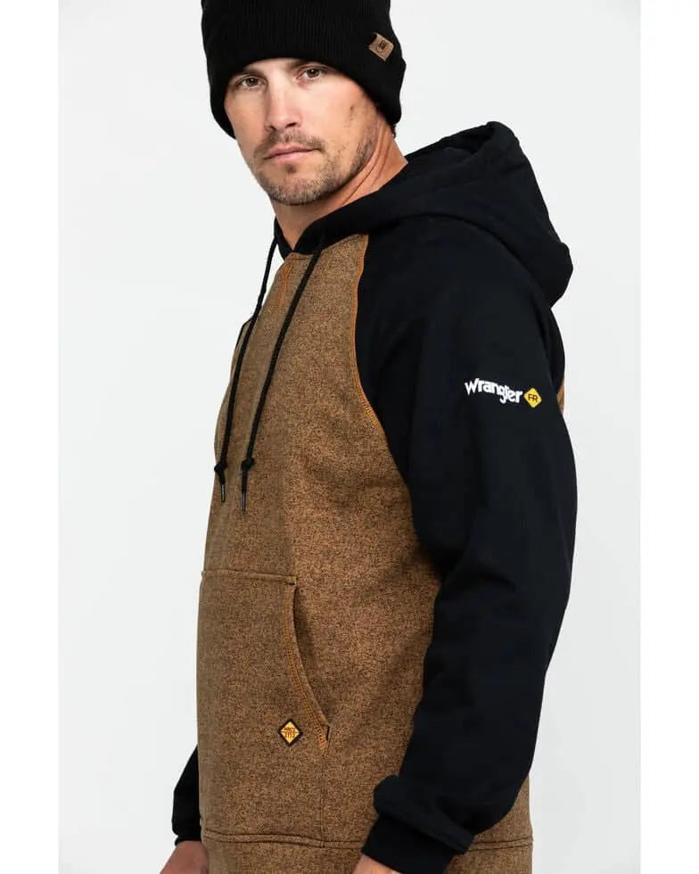 WRANGLER - FR Flame Resistant Hooded Sweatshirt, Black and Brown - Becker Safety and Supply