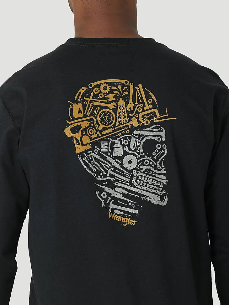 WRANGLER - FR LS SKULL TOOLS LOGO GRAPHIC T-SHIRT IN BLACK - Becker Safety and Supply