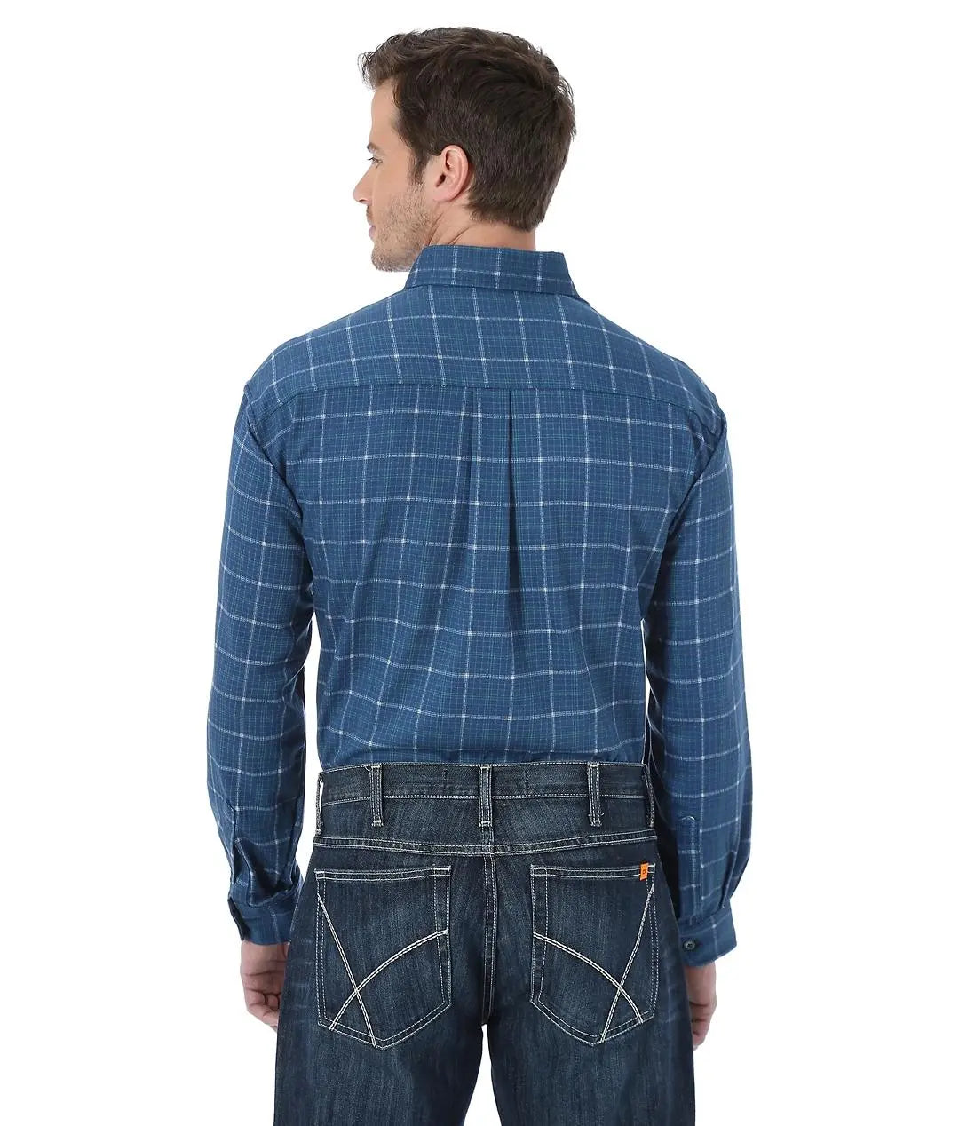 WRANGLER - FR Lightweight Men's Shirt - Royal Blue Plaid - Becker Safety and Supply