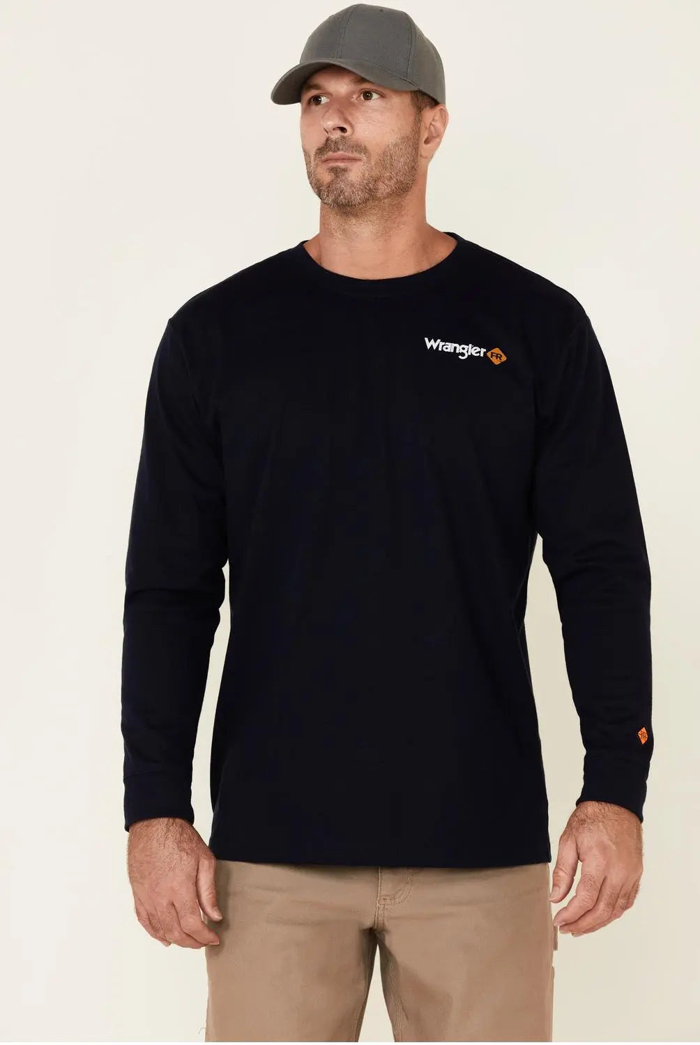 WRANGLER - FR Men's USA Graphic Long Sleeve Work T-Shirt, Navy - Becker Safety and Supply