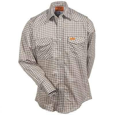 WRANGLER - FR Lightweight Khaki/White Plaid - 6.5oz - Snap - Becker Safety and Supply