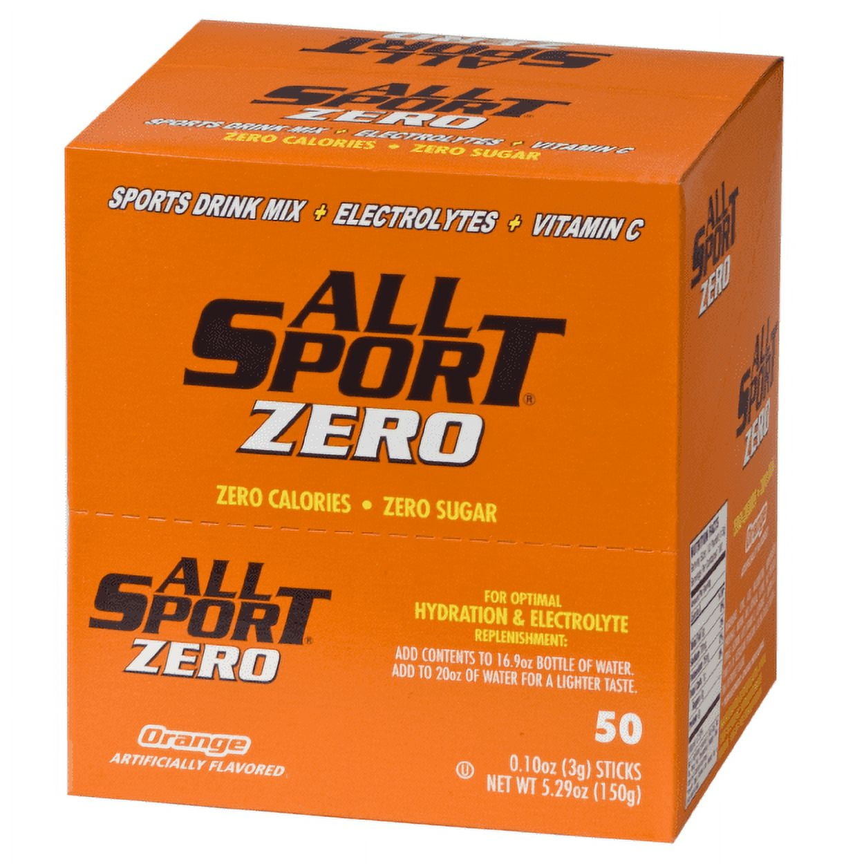 ALL SPORT - Zero Sugar- Quick Sticks - For 16.9oz Bottle - 50 Sticks/box - Becker Safety and Supply