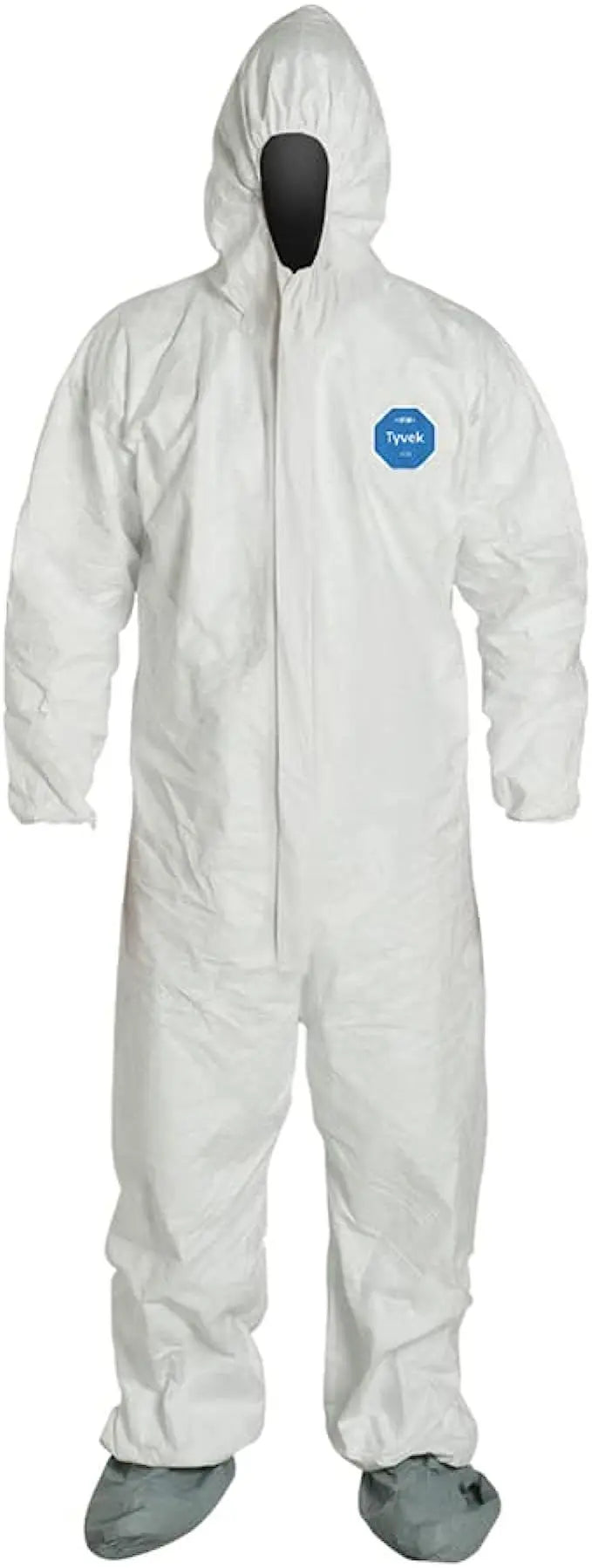 TYVEK - TY122S - White Coveralls - Attached Hood & Boots - Elastic Wrists - Serged Seams - 25/bx - Becker Safety and Supply