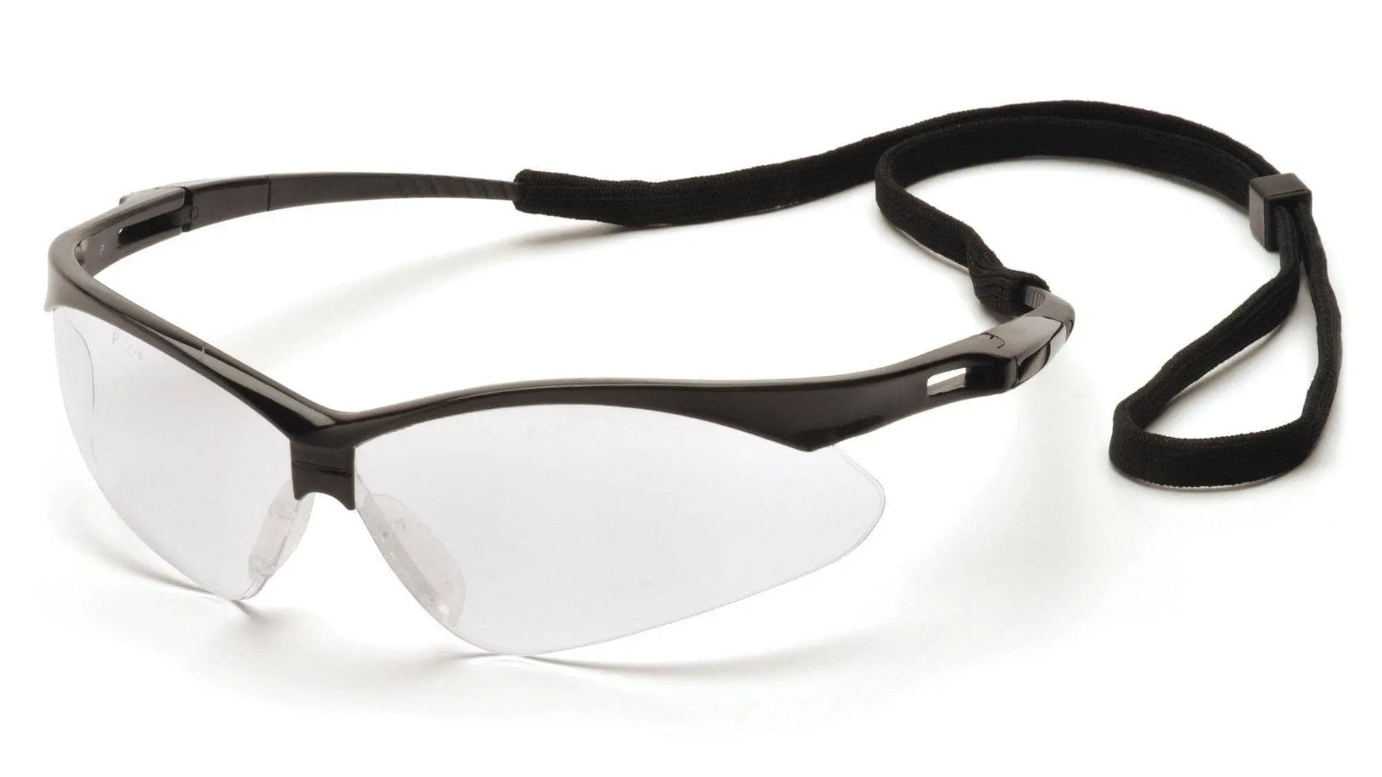 PYRAMEX - Wildfire Black Frame Clear Lens w/cord - Becker Safety and Supply