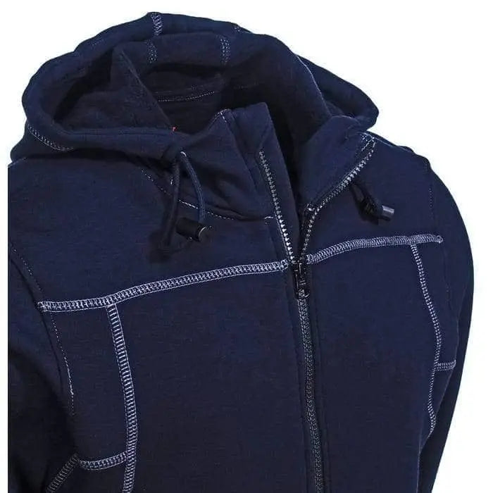 JUSTIN FR - Polartec Wind Pro Fleece Hoodie w/ full zip closure - NAVY -  Water Repellent -  NFPA 2112 & 70E (S-5XL) - Becker Safety and Supply