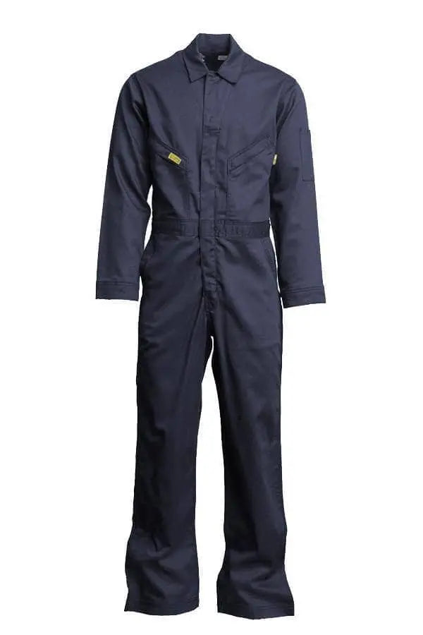 LAPCO - 7oz 88/12 FR Deluxe Coverall, Delta Logo w/ 2" YSY Arms/legs/shoulder, Navy - Becker Safety and Supply