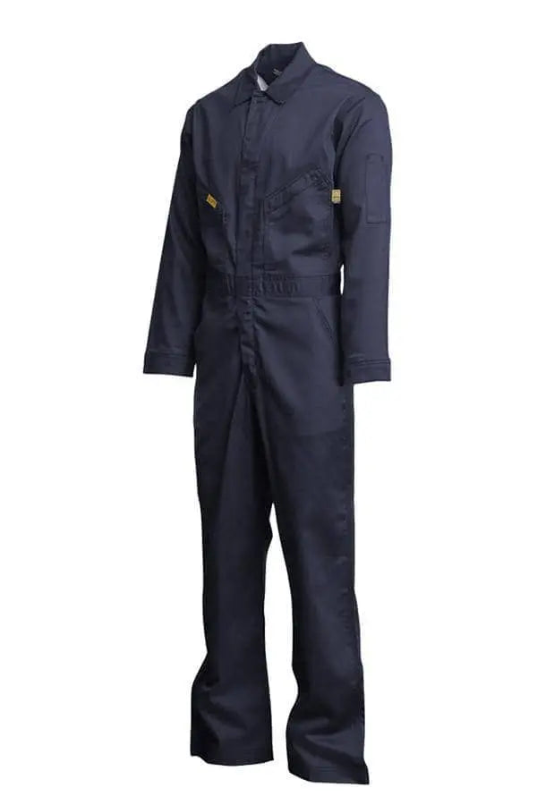 LAPCO - 7oz 88/12 FR Deluxe Coverall, Delta Logo w/ 2" YSY Arms/legs/shoulder, Navy - Becker Safety and Supply