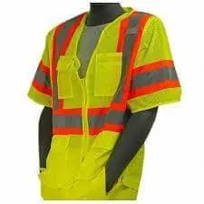 MAJESTIC - Hi Viz YELLOW Class 3 Mesh Safety Vest w/zip front - Medium - Becker Safety and Supply